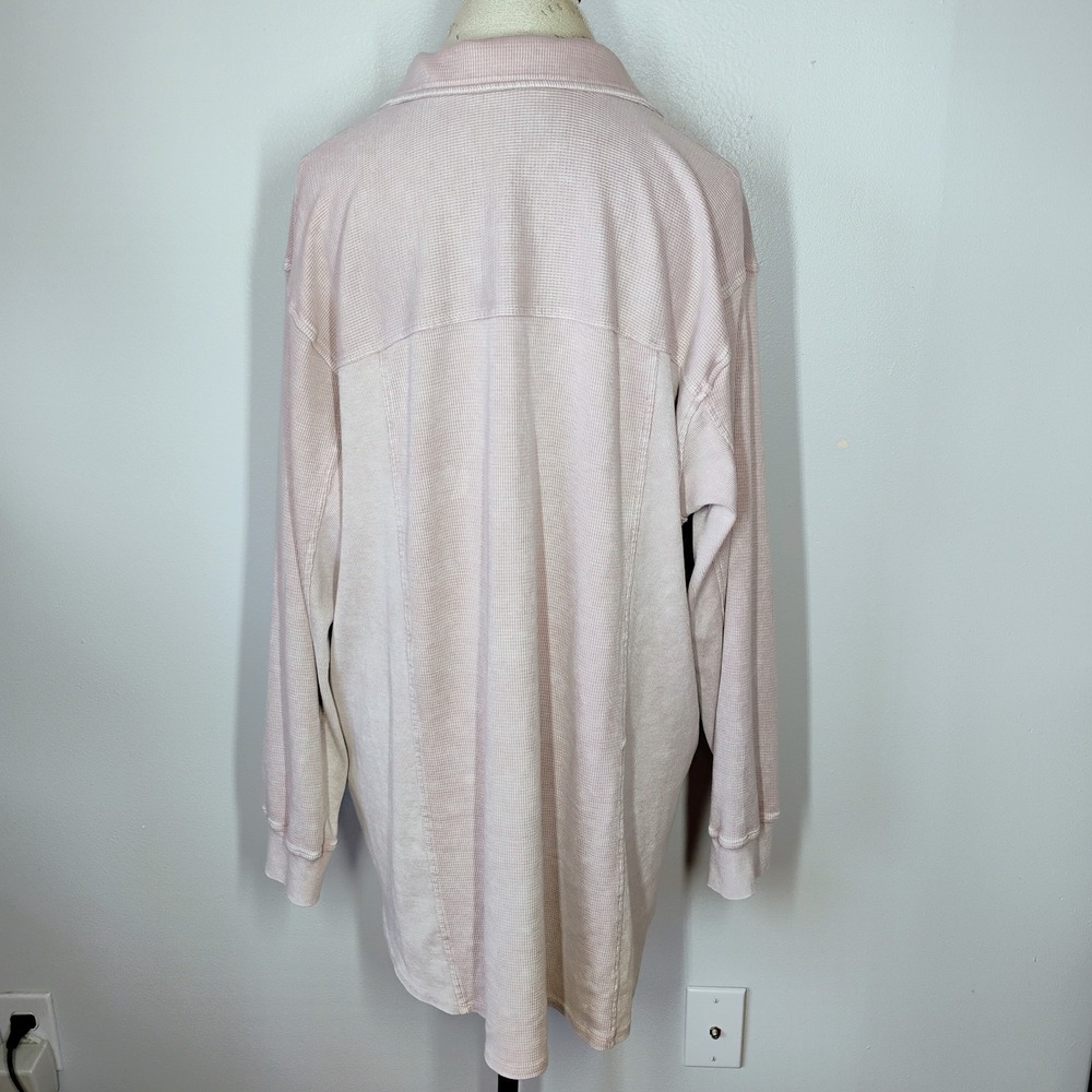 Jane & Delancey Waffle Knit Top Beige Womens XXL Grunge Cozy Oversized Pockets - Picture 4 of 9